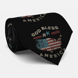 Amerikanska Flagga över USA Karta Välsigna dig Ame Slips