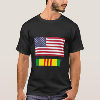 Amerikanska Flagga över Vietnam Service Ribbon T Shirt