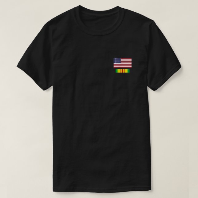 Amerikanska Flagga över Vietnam Service Ribbon   T Shirt (Design framsida)