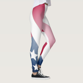 Amerikanska Flagga på Blue, Red and White Rand Leggings
