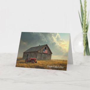 Amerikanska Flagga på en Rustic Barn Fars dag Tack Kort