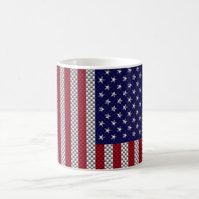 amerikanska Flagga på Stil-utskrift av kolfiber Kaffemugg (Center)