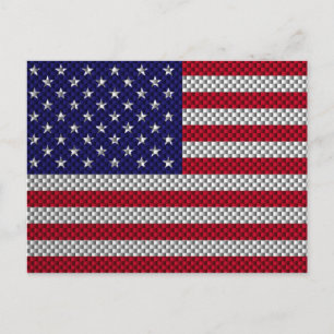 amerikanska Flagga på Stil-utskrift av kolfiber Vykort
