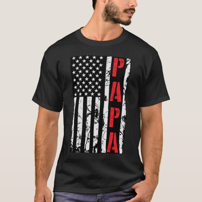 Amerikanska Flagga Pappa T Shirt (Framsida)