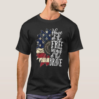 Amerikanska Flagga patriot Hem of the Free på grun T Shirt