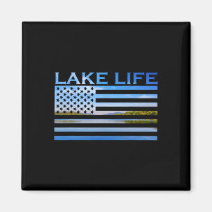 Amerikanska Flagga patriot som fiskar i Sjö Magnet