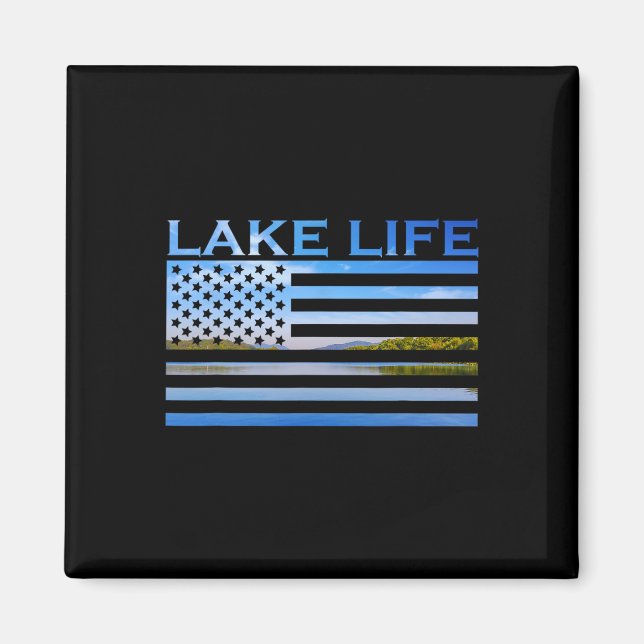 Amerikanska Flagga patriot som fiskar i Sjö Magnet (Framsidan)