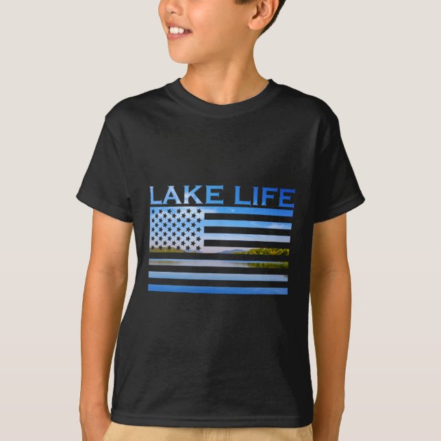 Amerikanska Flagga patriot som fiskar i Sjö T Shirt (Framsida)