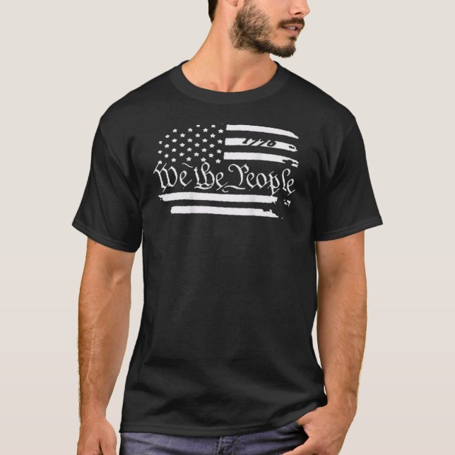 Amerikanska Flagga Patriotic 1776. T Shirt (Framsida)
