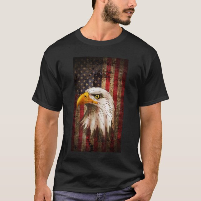 Amerikanska Flagga Patriotic 4:e juli USA T Shirt (Framsida)