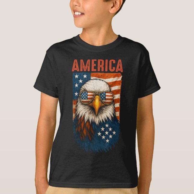 Amerikanska Flagga Patriotic 4:e juli USA T Shirt (Framsida)