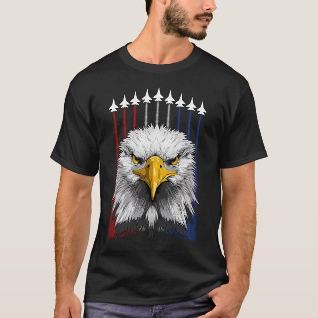 Amerikanska Flagga Patriotic Eagle 4 juli T Shirt (Framsida)