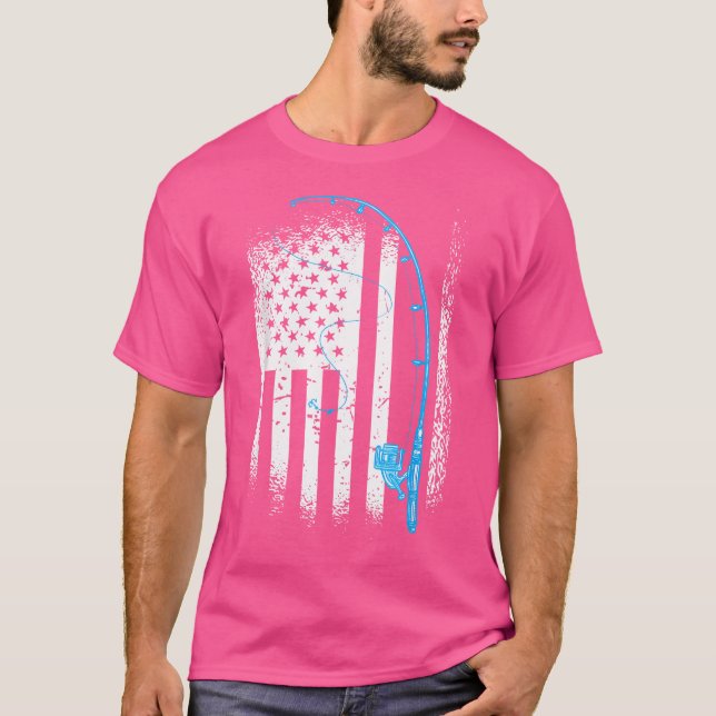 Amerikanska Flagga Patriotic Fisherman Fishing T Shirt (Framsida)
