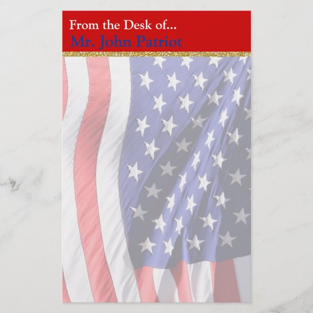 Amerikanska Flagga| Patriotic Gift for Soldiers Brevpapper (Framsida)