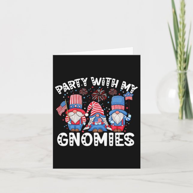 Amerikanska Flagga Patriotic Gnomes som firar 4:e Kort (Framsida)