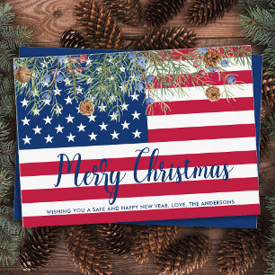 Amerikanska Flagga Patriotic God jul Helgdag Anteckningskort