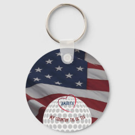 Amerikanska Flagga Patriotic Golfer's Gift Nyckelring