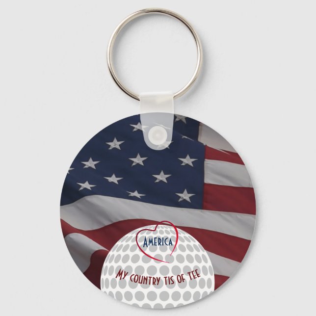 Amerikanska Flagga Patriotic Golfer's Gift Nyckelring (Framsida)