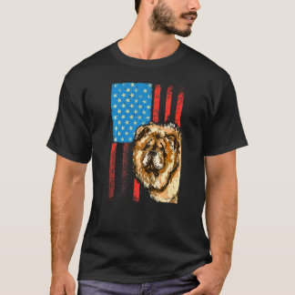 Amerikanska Flagga Patriotic Hund Chow Chow T Shirt