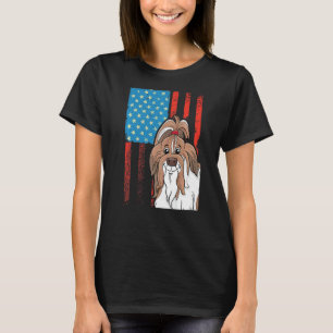 Amerikanska Flagga Patriotic Hund Shih Tzu T Shirt