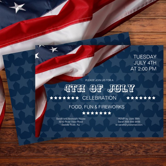 Amerikanska Flagga Patriotic Party 4 juli Inbjudningar (Skapare uppladdad)
