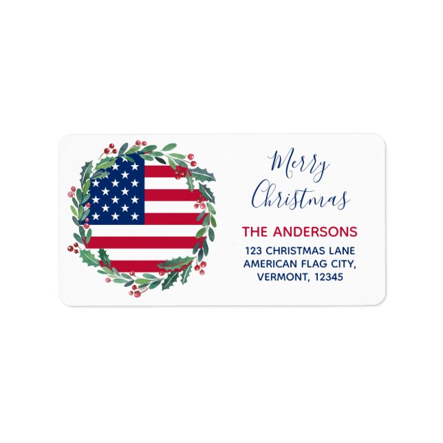 Amerikanska Flagga Patriotic-Returadressen Adressetikett (Framsidan)