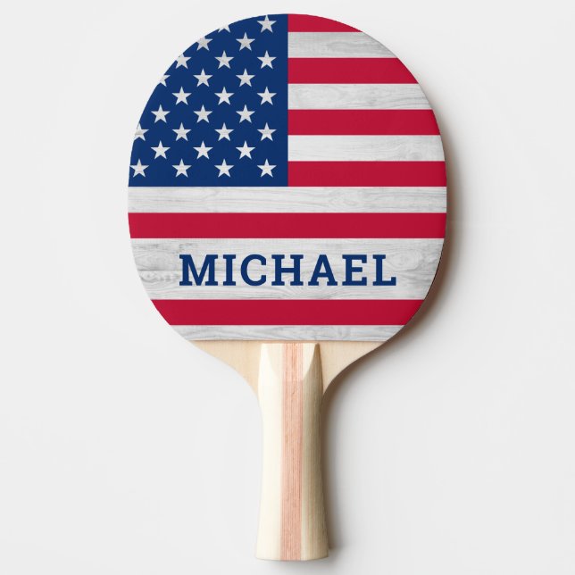 Amerikanska Flagga Patriotic Rött vitt blått Pingisracket (Framsidan)