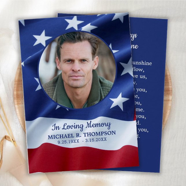 Amerikanska Flagga Patriotic Veteran-begravningsko Visitkort (Skapare uppladdad)