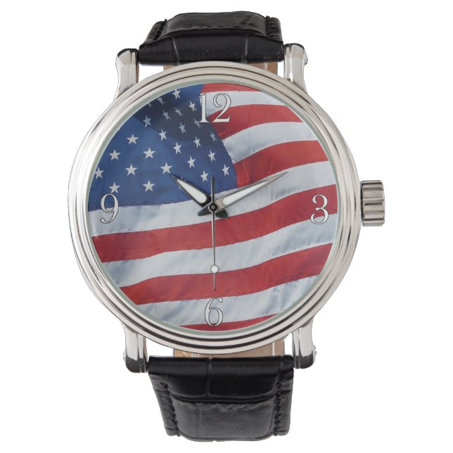 Amerikanska Flagga Patriotic Wristwatch Armbandsur (Framsida)