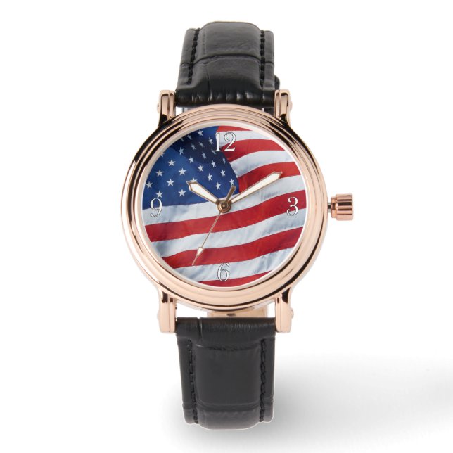 Amerikanska Flagga Patriotic Wristwatch Armbandsur (Framsida)