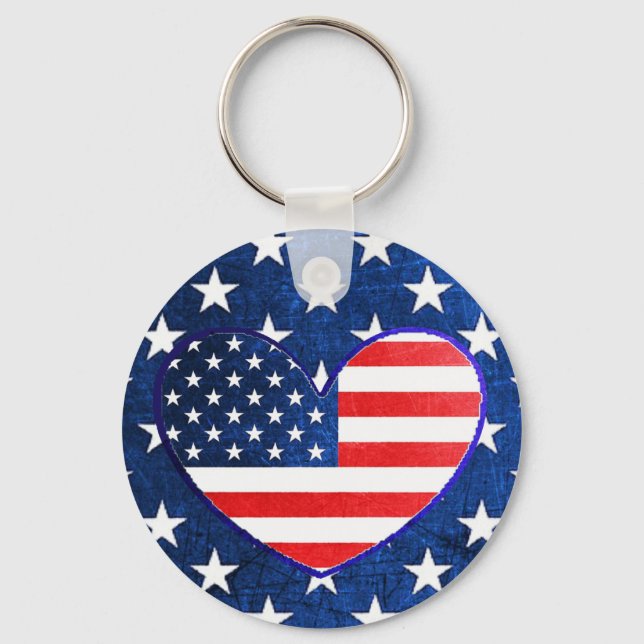 Amerikanska Flagga Patriotism Postage Nyckelring (Framsida)
