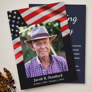 Amerikanska Flagga Photo Passed Away-meddelande Inbjudningar