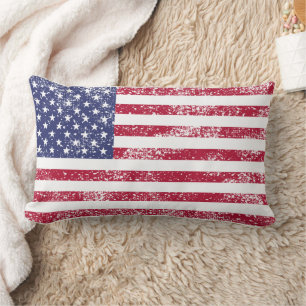 Amerikanska Flagga Pillow - Distress Stil Lumbarkudde