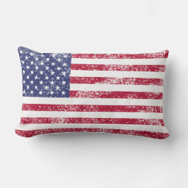 Amerikanska Flagga Pillow - Distress Stil Lumbarkudde