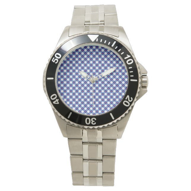 Amerikanska flagga plaid mönster armbandsur (Framsida)