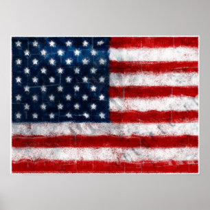 Amerikanska Flagga Porträtt Poster