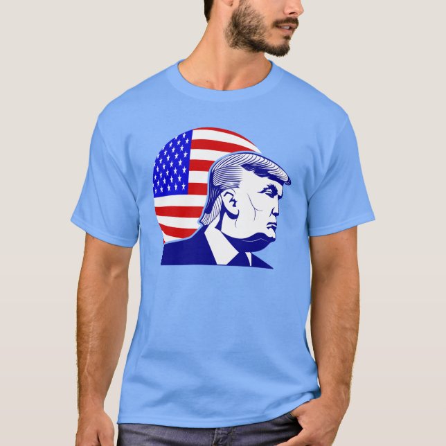 Amerikanska flagga president Donald Trump T Shirt (Framsida)