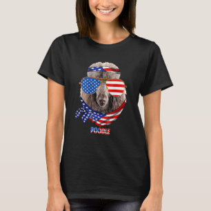 Amerikanska Flagga Pudel Hund T Shirt