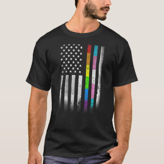 Amerikanska Flagga Rainbow Homosexuella Höger HGBT T Shirt