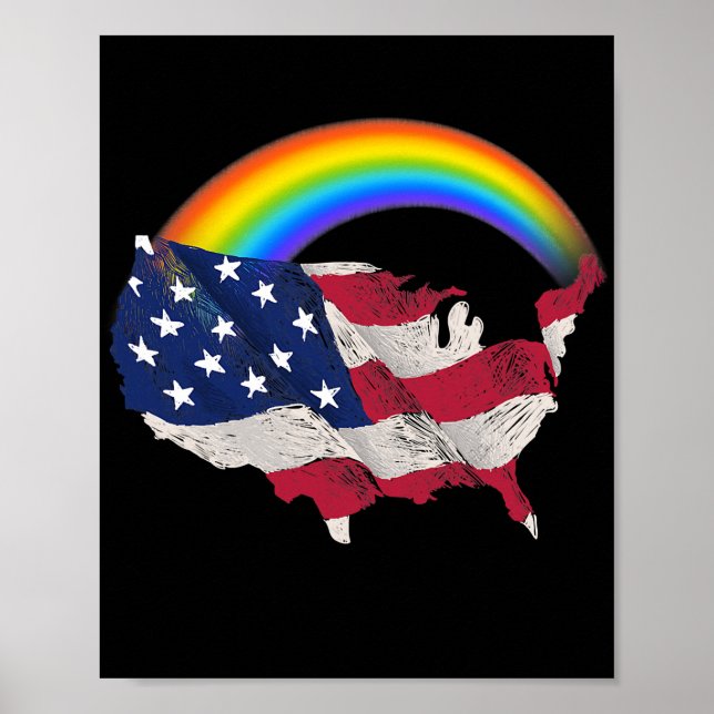 Amerikanska Flagga Rainbow Poster (Framsidan)