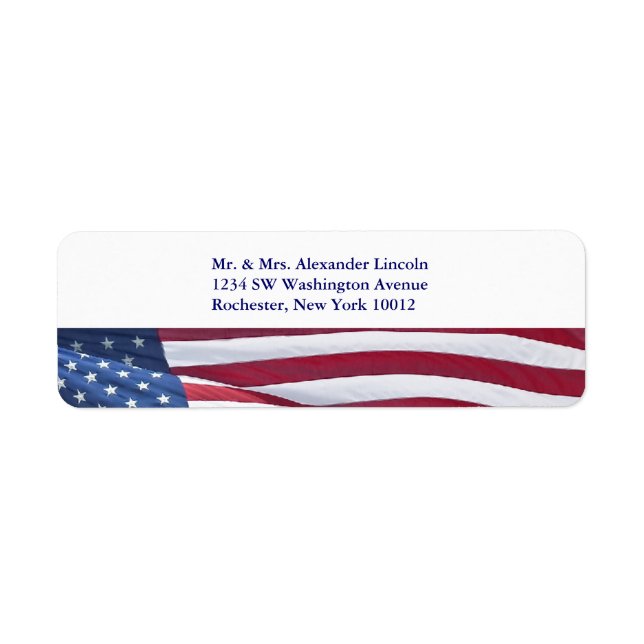 Amerikanska Flagga Red White & Blue-Adressetikette Returadress Etikett (Framsidan)