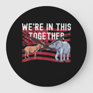 Amerikanska Flagga Republican Elephant Democrat Do Stor Klocka