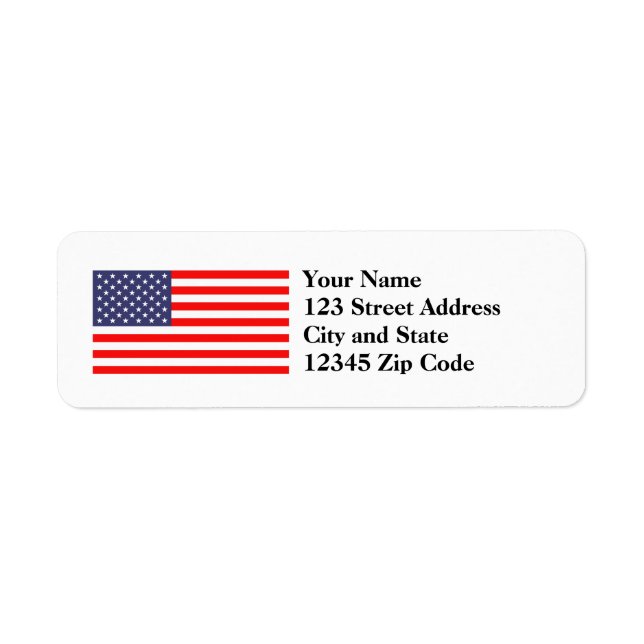Amerikanska flagga returetiketter returadress etikett (Framsidan)