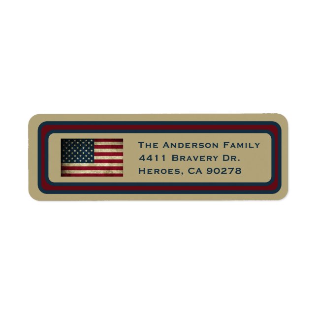 Amerikanska Flagga Returetiketter Returadress Etikett (Framsidan)