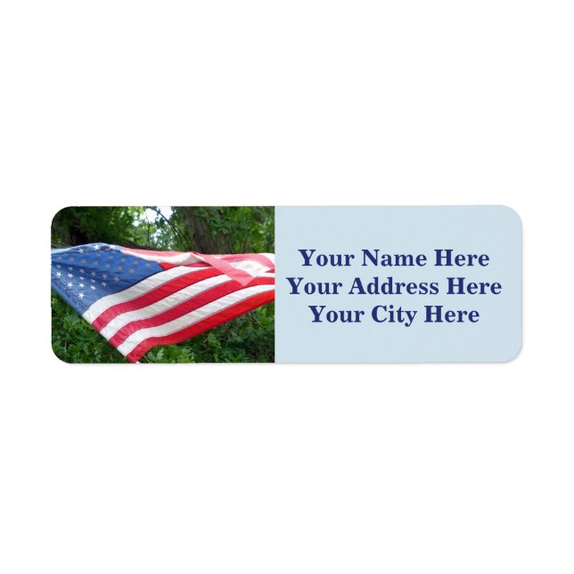 Amerikanska Flagga Returetiketter Returadress Etikett (Framsidan)