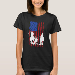 Amerikanska Flagga Roping Horse 4:e juli Patrio T Shirt