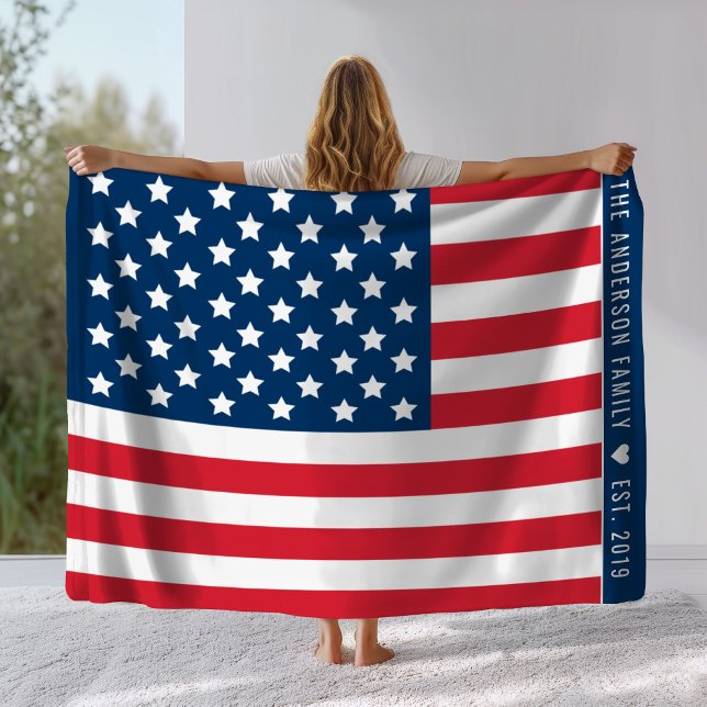 Amerikanska Flagga Rött vitt blått Anpassningsbarn Fleecefilt (Skapare uppladdad)