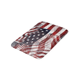 Amerikanska Flagga Rött vitt blått Rand Stars Möns Badrumsmatta