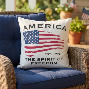 Amerikanska Flagga Rött vitt blått Rand Stars Möns Kudde
