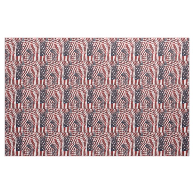 Amerikanska Flagga Rött vitt blått Rand Stars Möns Tyg (Fat Quarter)